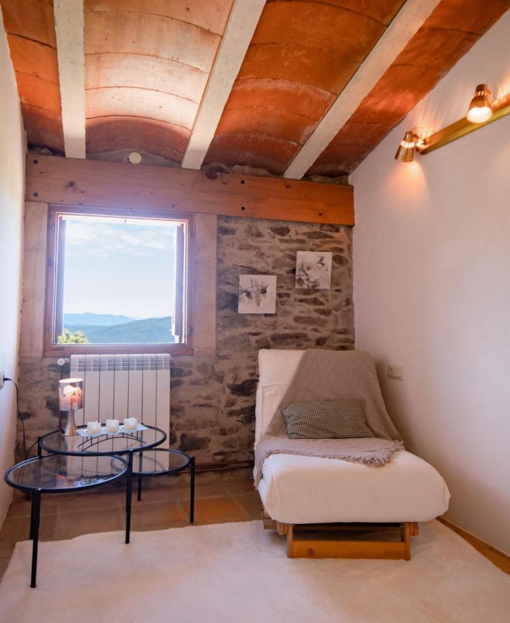 Apartamento duplex rural con chimenea y vistas panorámicas desde la cama Sant Marti Sacalm Esterno foto